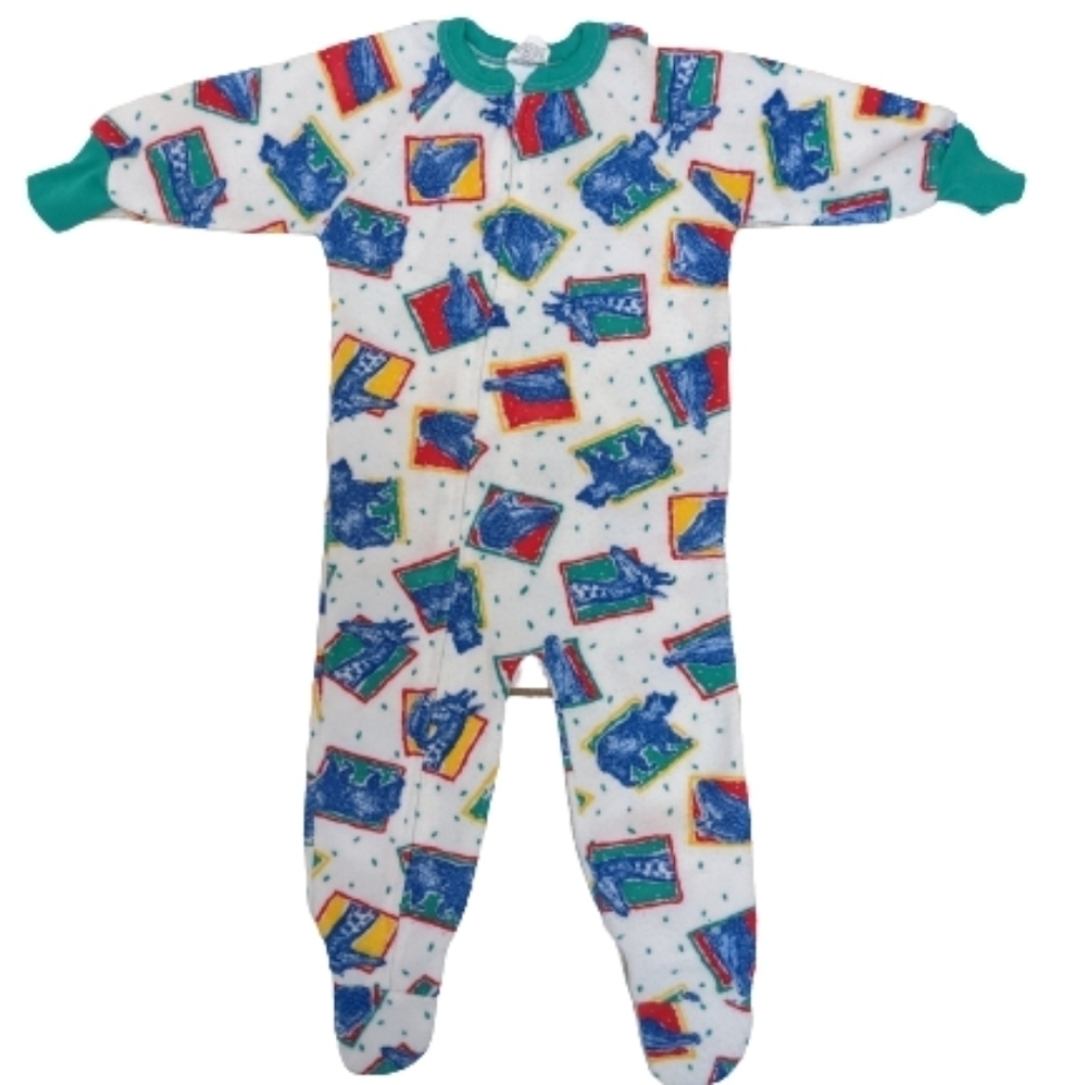 Curity vintage animal print baby pajamas
